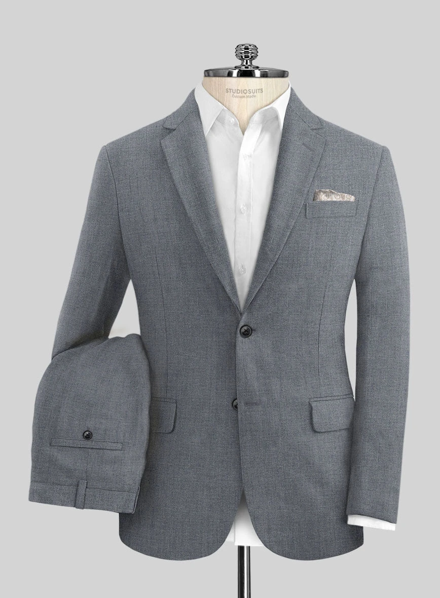Italian Khyber Gray Blue Linen Suit 1 Italian Khyber Gray Blue Linen Suit