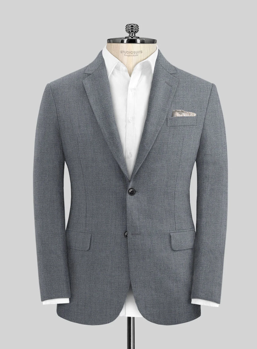 Italian Khyber Gray Blue Linen Suit 3 Italian Khyber Gray Blue Linen Suit - Image 3
