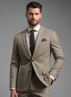 Italian Light Brown Herringbone Flannel Suit 10 Italian Light Brown Herringbone Flannel Suit -Tiano Suits Shop italianlightbrwnherringboneflannelsuitlook 2