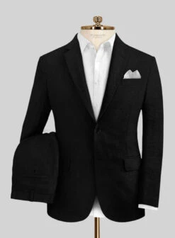 Italian Linen Cavalry Black Suit
