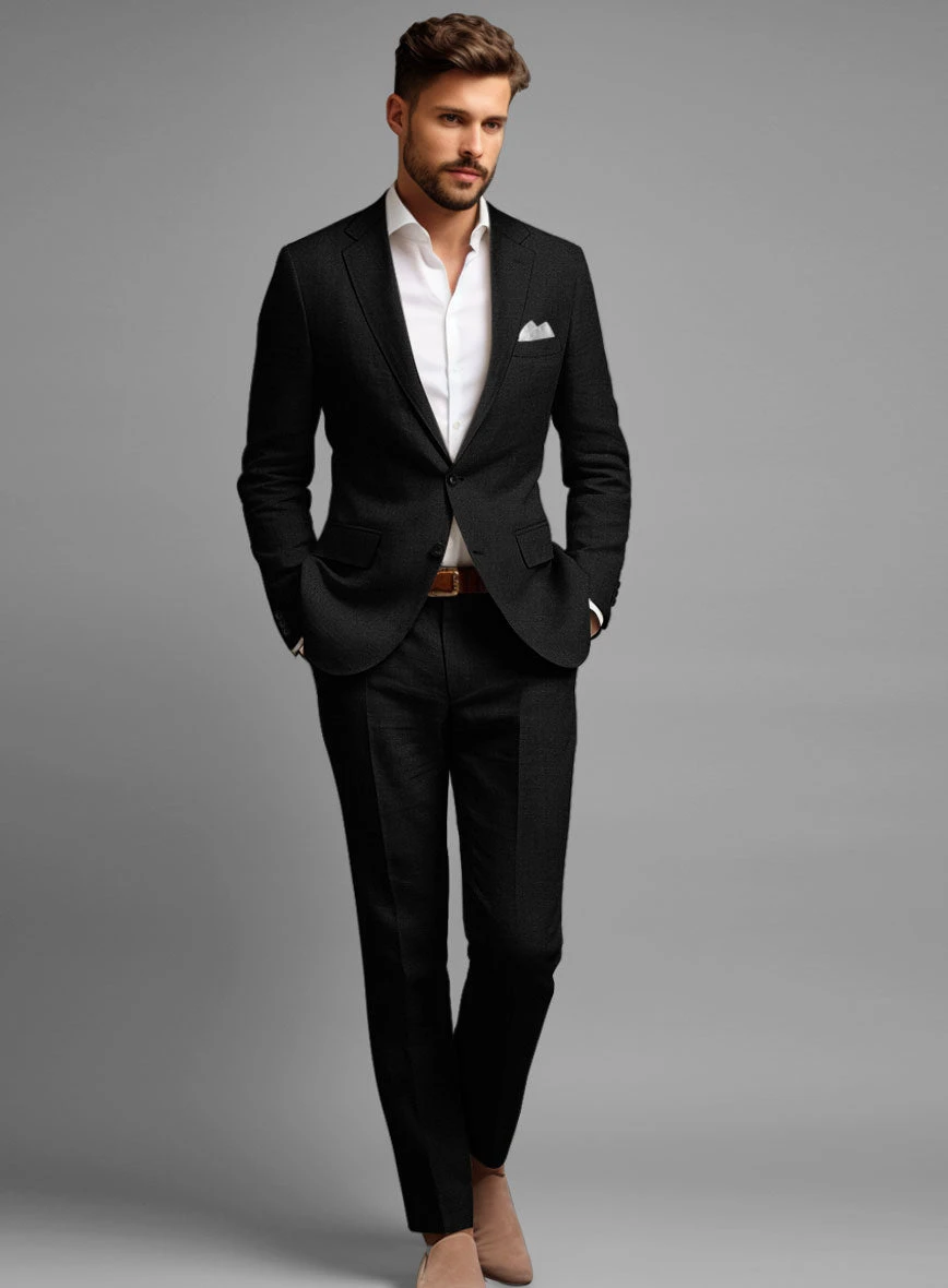 Italian Linen Cavalry Black Suit 2 Italian Linen Cavalry Black Suit - Image 2