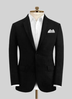 Italian Linen Cavalry Black Suit 10 Italian Linen Cavalry Black Suit -Tiano Suits Shop italianlinencavalryblacksuitlk 2