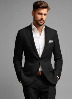 Italian Linen Cavalry Black Suit 11 Italian Linen Cavalry Black Suit -Tiano Suits Shop italianlinencavalryblacksuitlk 3