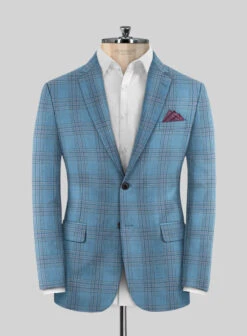 Italian Murano Beni Blue Wool Linen Silk Jacket