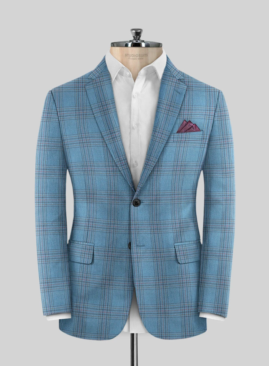 Italian Murano Beni Blue Wool Linen Silk Jacket 1 Italian Murano Beni Blue Wool Linen Silk Jacket