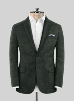 Italian Murano Bottle Green Wool Linen Jacket