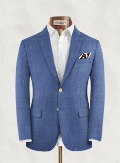 Italian Murano Cadel Blue Wool Linen Jacket