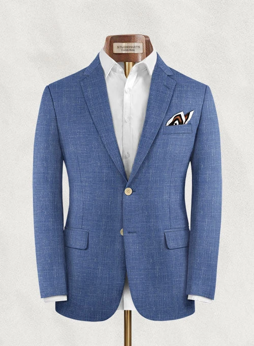 Italian Murano Cadel Blue Wool Linen Jacket 1 Italian Murano Cadel Blue Wool Linen Jacket