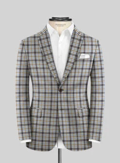 Italian Murano Cipco Checks Wool Linen Silk Jacket
