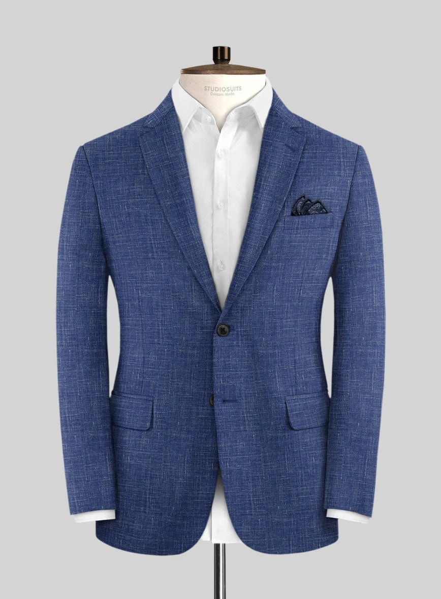 Italian Murano Cobalt Blue Wool Linen Jacket 1 Italian Murano Cobalt Blue Wool Linen Jacket