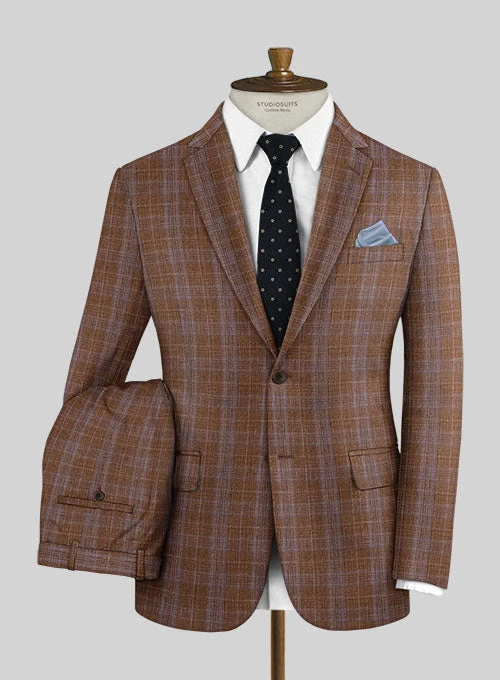 Italian Murano Eduado Brown Wool Linen Suit 1 Italian Murano Eduado Brown Wool Linen Suit