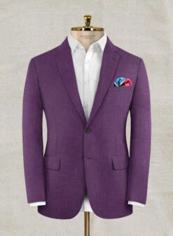 Italian Murano Eggplant Wool Linen Suit 8 Italian Murano Eggplant Wool Linen Suit -Tiano Suits Shop italianmuranoeggplantwoolsuitlook 1