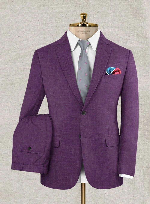 Italian Murano Eggplant Wool Linen Suit 1 Italian Murano Eggplant Wool Linen Suit