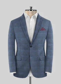 Italian Murano Enora Blue Wool Linen Silk Jacket