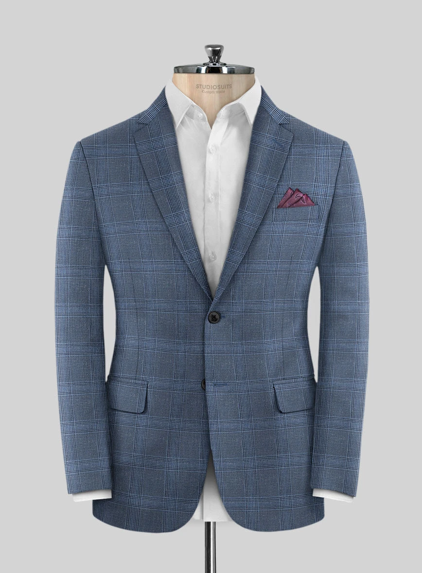 Italian Murano Enora Blue Wool Linen Silk Jacket 1 Italian Murano Enora Blue Wool Linen Silk Jacket