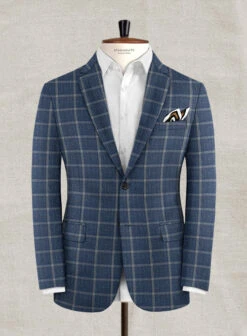 Italian Murano Geoia Blue Wool Linen Jacket