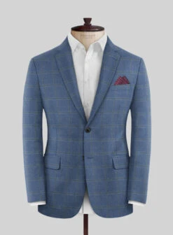 Italian Murano Ivarno Blue Wool Linen Silk Jacket