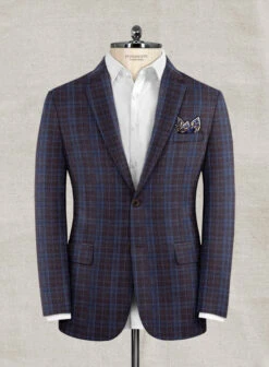 Italian Murano Moque Checks Wool Linen Jacket