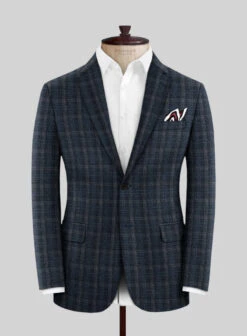 Italian Murano Sovil Blue Wool Linen Silk Jacket