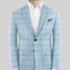 Italian Murano Vanzo Blue Wool Linen Silk Jacket