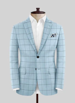 Italian Murano Vanzo Blue Wool Linen Silk Jacket