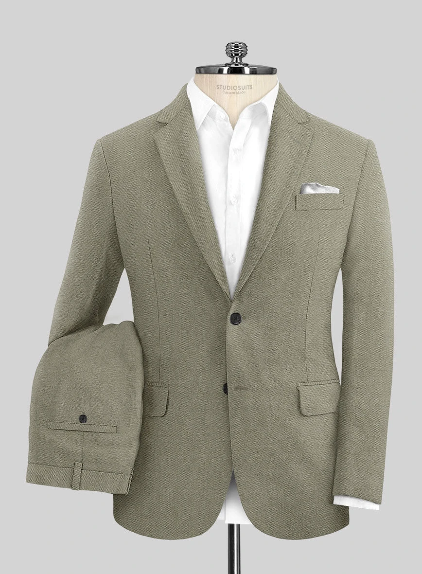 Italian Muted Green Linen Suit 1 Italian Muted Green Linen Suit