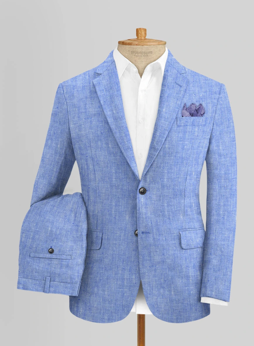 Italian Nile Blue Linen Suit 1 Italian Nile Blue Linen Suit