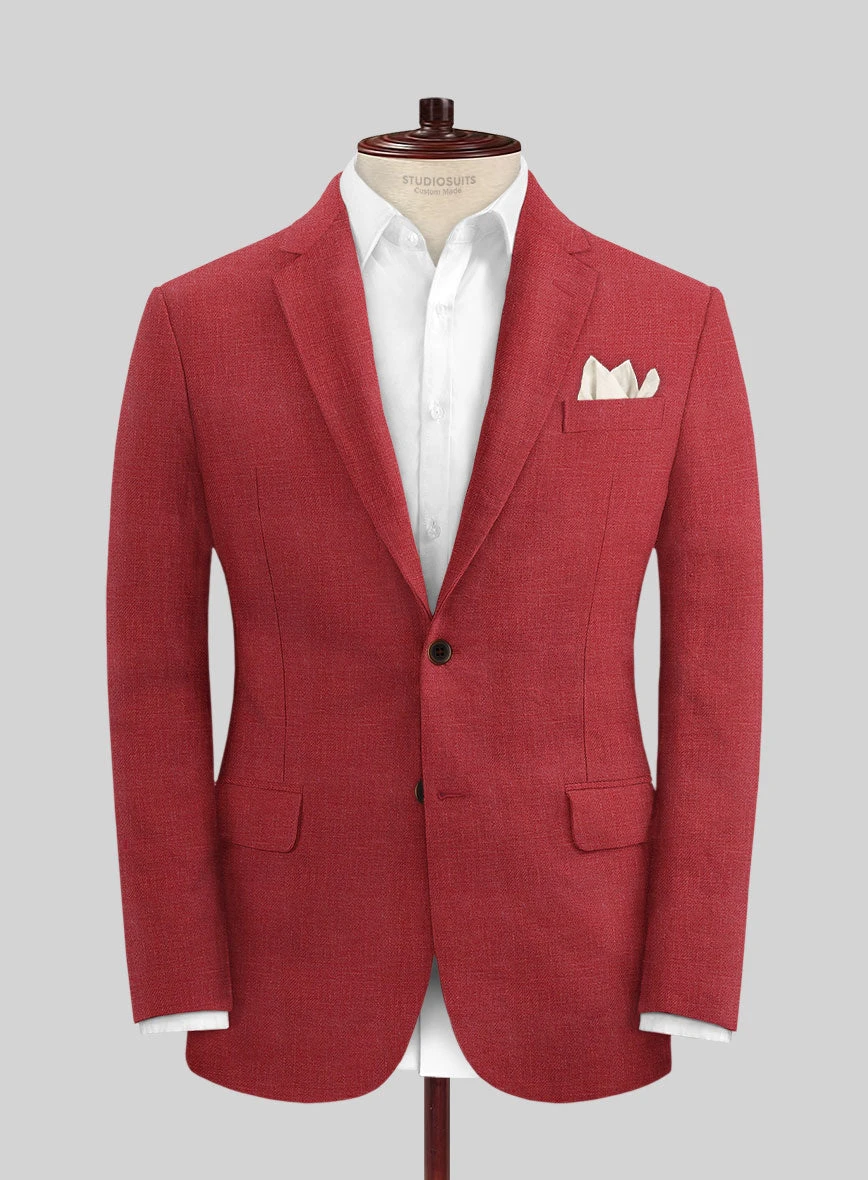 Italian Prato Burgundy Linen Jacket 1 Italian Prato Burgundy Linen Jacket