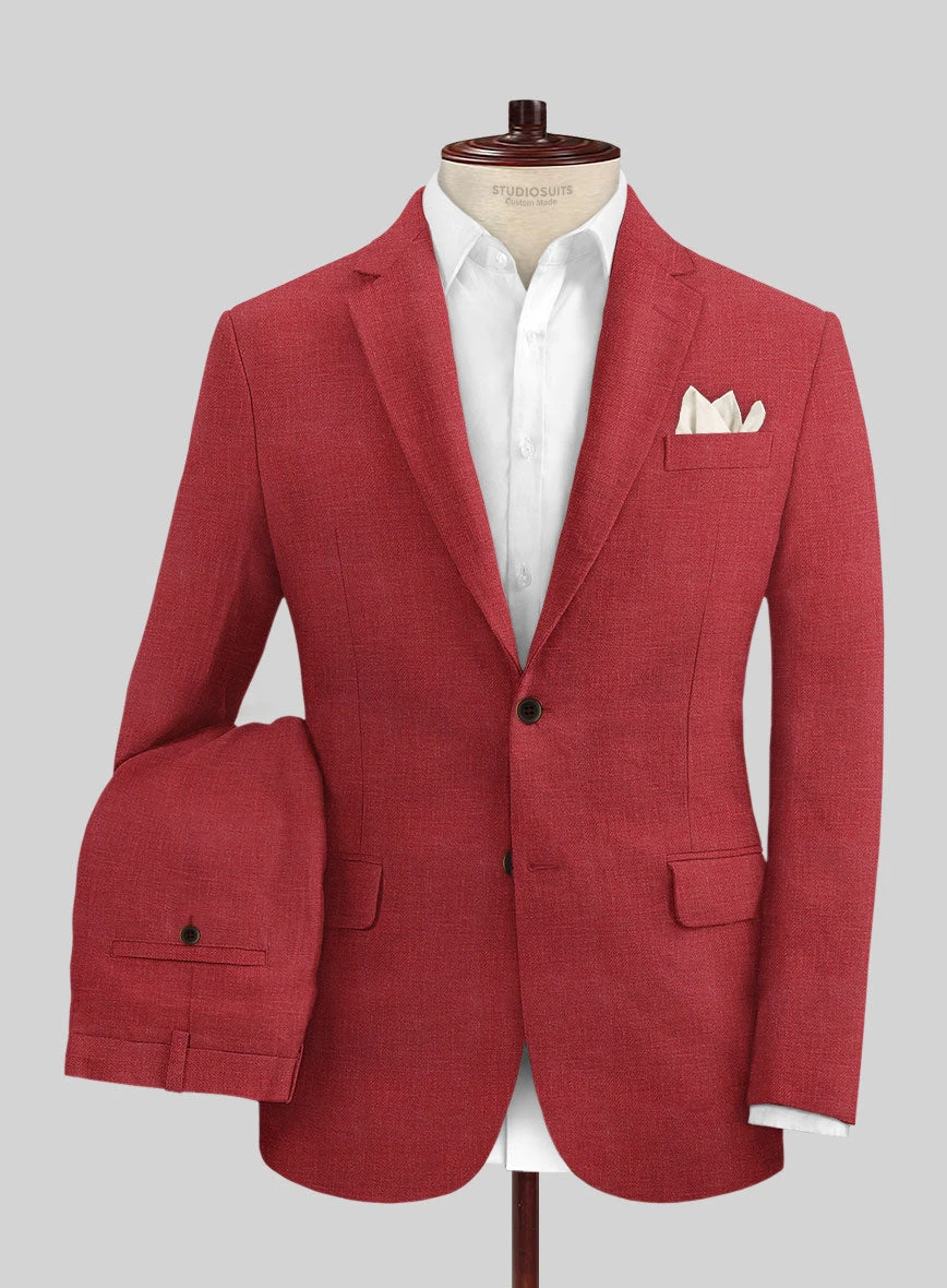 Italian Prato Burgundy Linen Suit 1 Italian Prato Burgundy Linen Suit