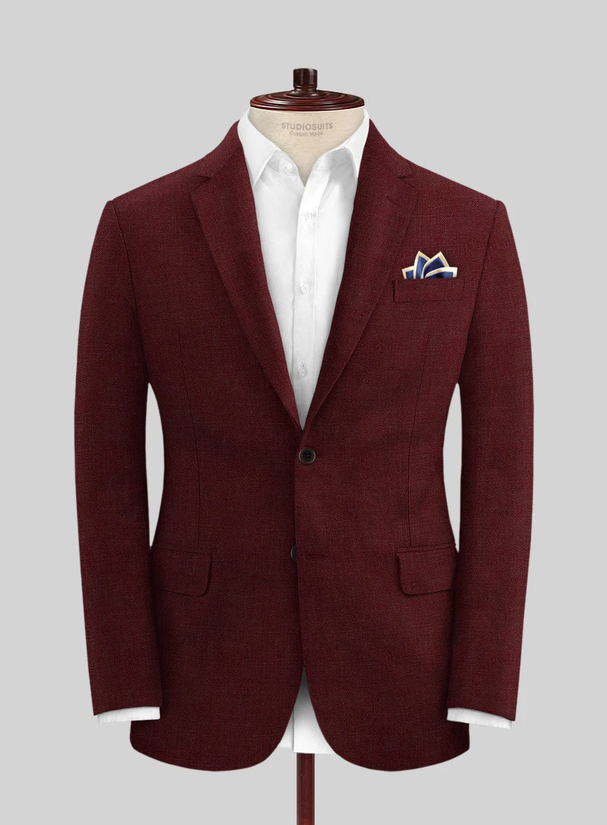 Italian Prato Maroon Linen Suit 3 Italian Prato Maroon Linen Suit - Image 3