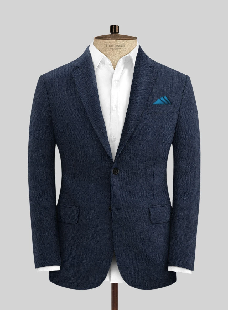 Italian Prato Oxford Blue Linen Jacket 1 Italian Prato Oxford Blue Linen Jacket