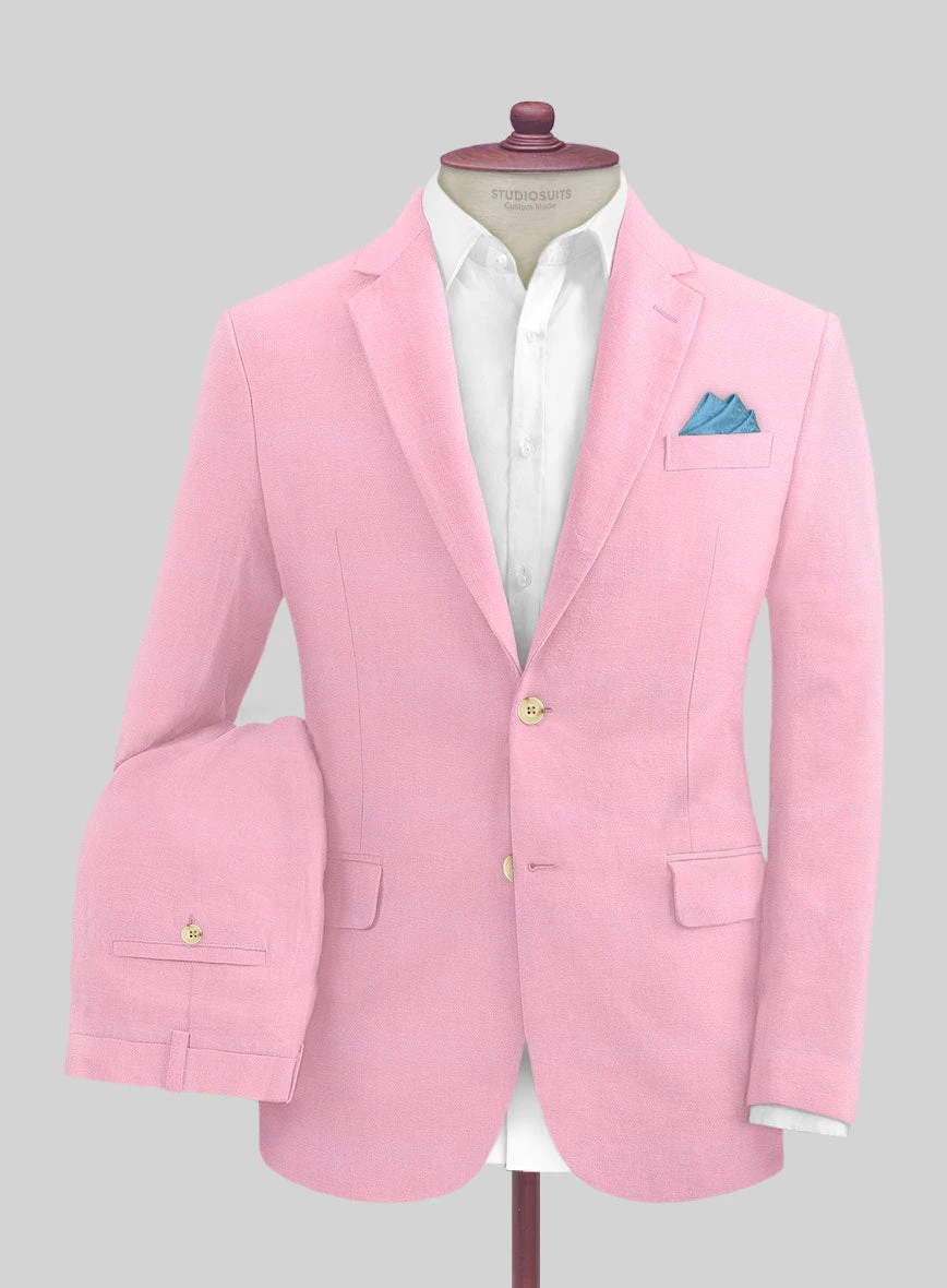 Italian Prato Pink Linen Suit 1 Italian Prato Pink Linen Suit
