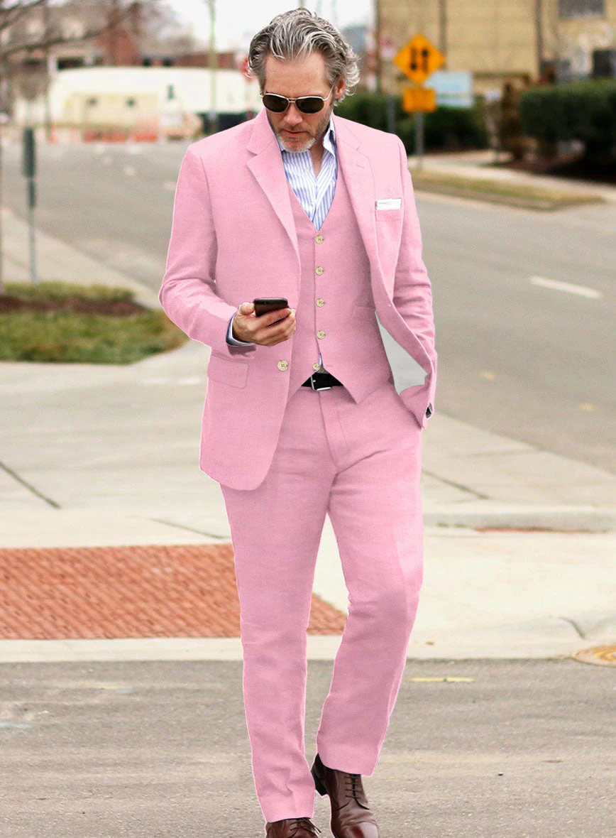 Italian Prato Pink Linen Suit 2 Italian Prato Pink Linen Suit - Image 2