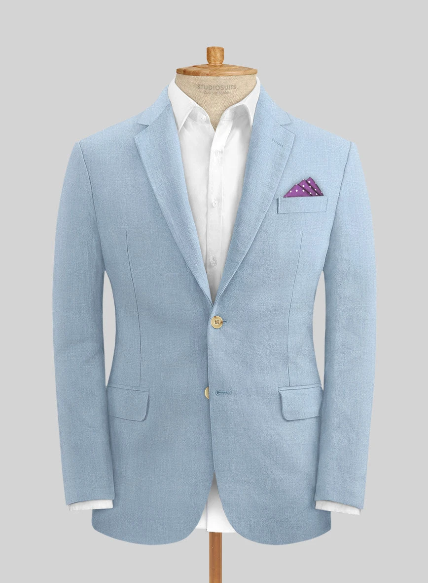 Italian Prato Powder Blue Linen Jacket 1 Italian Prato Powder Blue Linen Jacket