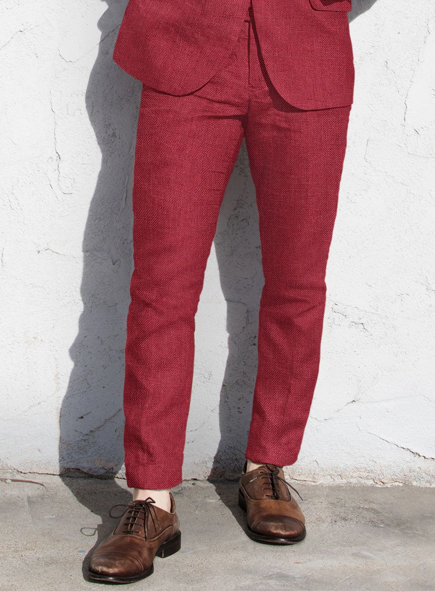 Italian Prato Red Dobby Linen Suit 5 Italian Prato Red Dobby Linen Suit - Image 5