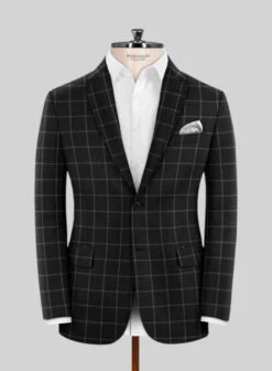 Italian Scuelo Black Wool Suit 8 Italian Scuelo Black Wool Suit -Tiano Suits Shop italianscueloblackwoolsuitlook 2