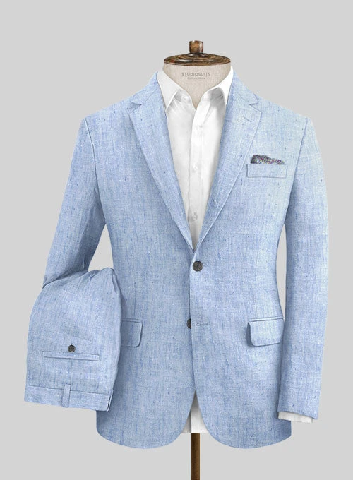 Italian Sky Blue Linen Suit 1 Italian Sky Blue Linen Suit