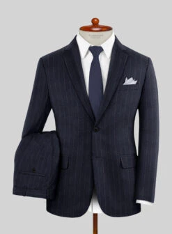 Italian Uben Blue Chalkstripe Flannel Suit