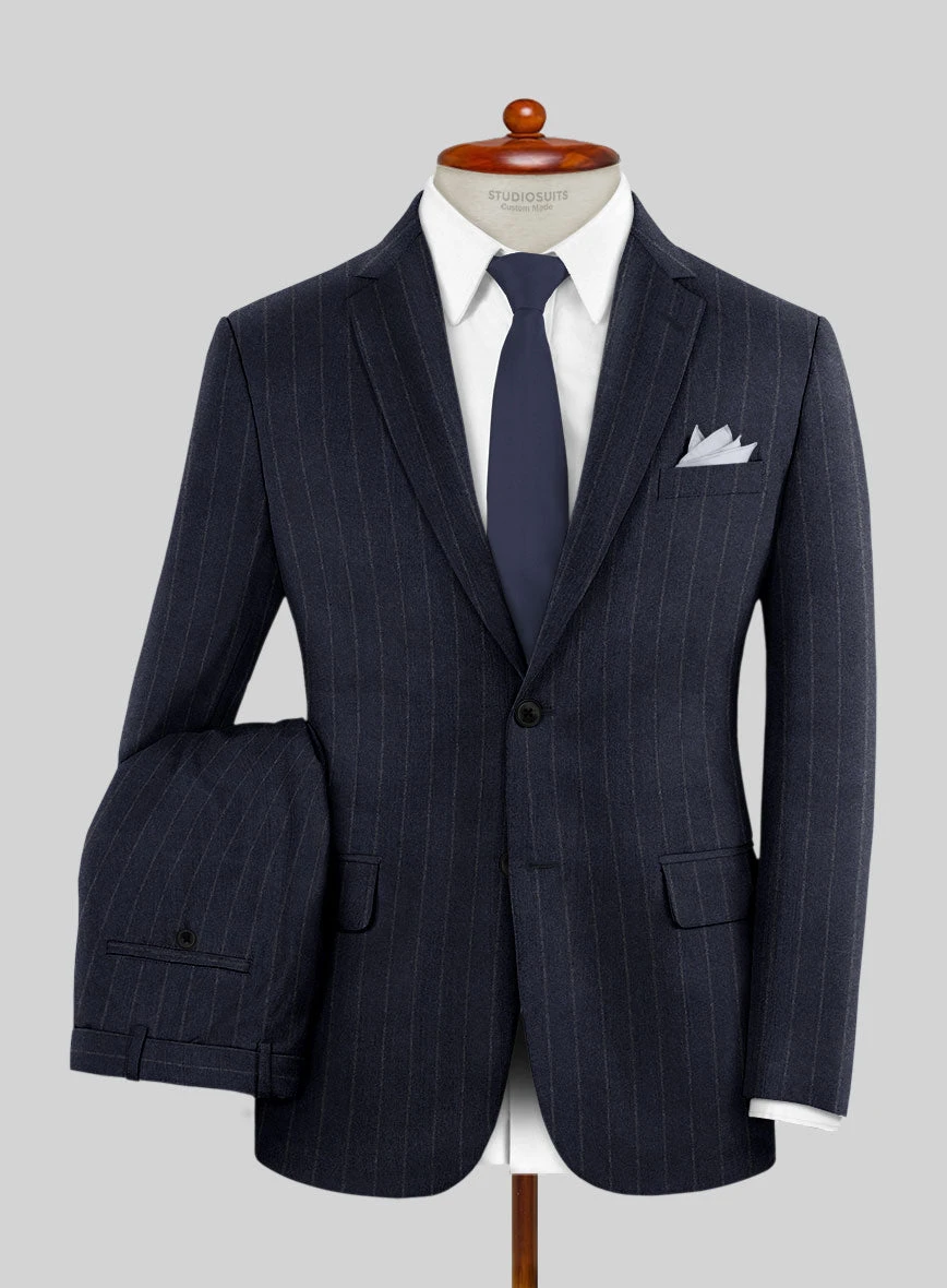 Italian Uben Blue Chalkstripe Flannel Suit 1 Italian Uben Blue Chalkstripe Flannel Suit
