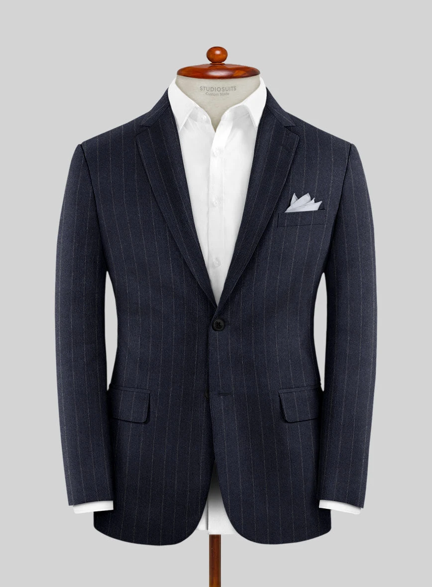 Italian Uben Blue Chalkstripe Flannel Suit 3 Italian Uben Blue Chalkstripe Flannel Suit - Image 3