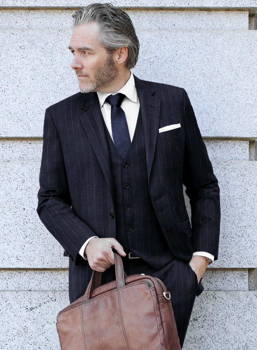 Italian Uben Blue Chalkstripe Flannel Suit 4 Italian Uben Blue Chalkstripe Flannel Suit - Image 4