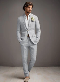 Italian Zod Light Gray Linen Suit