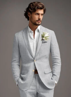 Italian Zod Light Gray Linen Suit 11 Italian Zod Light Gray Linen Suit -Tiano Suits Shop italianzodltgraylinensuitlook 2
