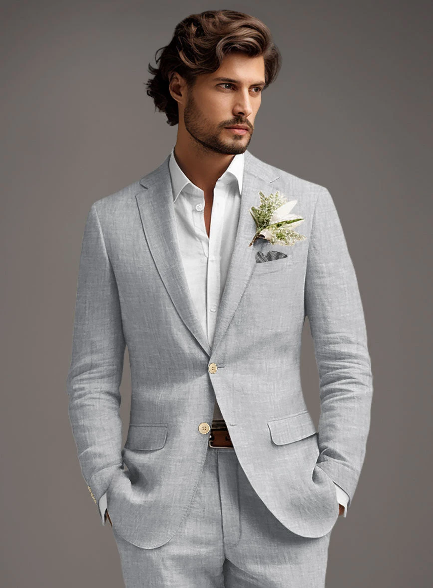 Italian Zod Light Gray Linen Suit 3 Italian Zod Light Gray Linen Suit - Image 3