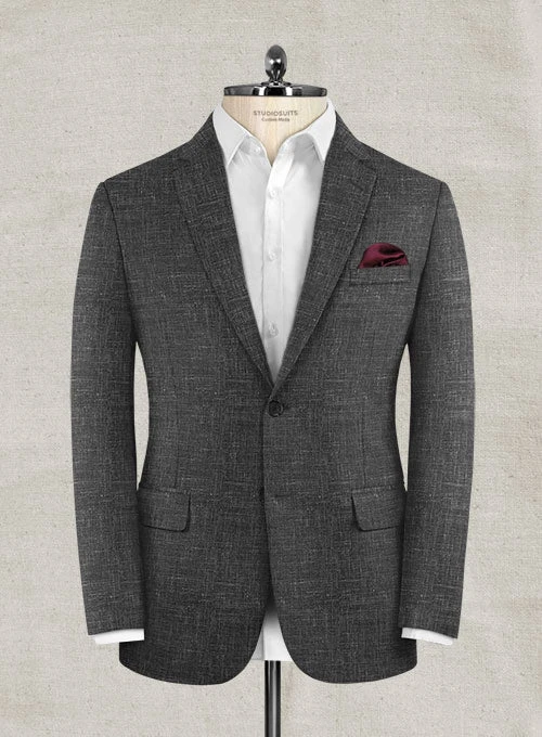 Italian Murano Charcoal Wool Linen Jacket 1 Italian Murano Charcoal Wool Linen Jacket