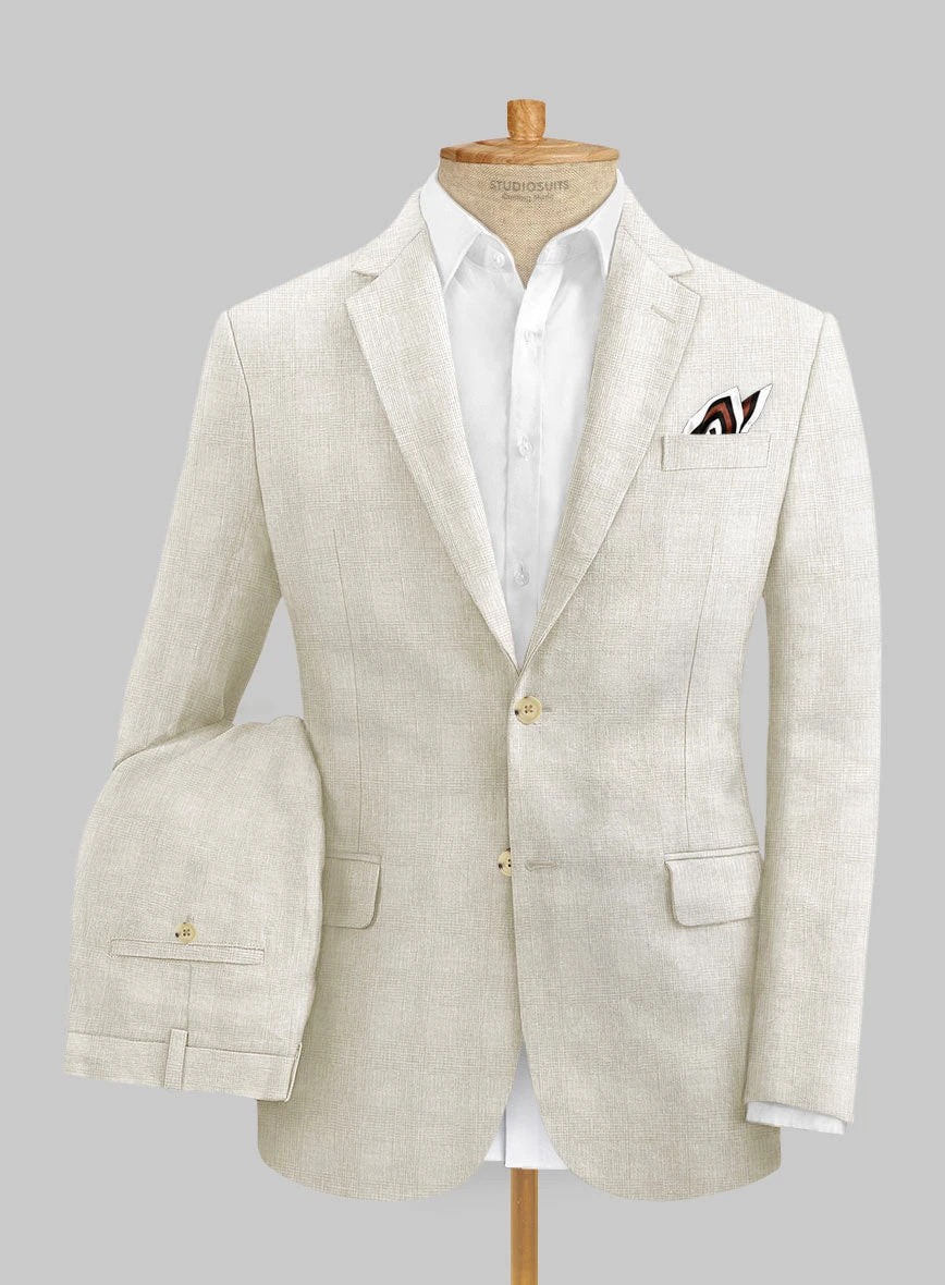 Italian Prato Beige Glen Linen Suit 1 Italian Prato Beige Glen Linen Suit