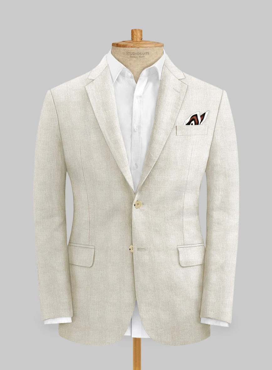Italian Prato Beige Glen Linen Suit 3 Italian Prato Beige Glen Linen Suit - Image 3