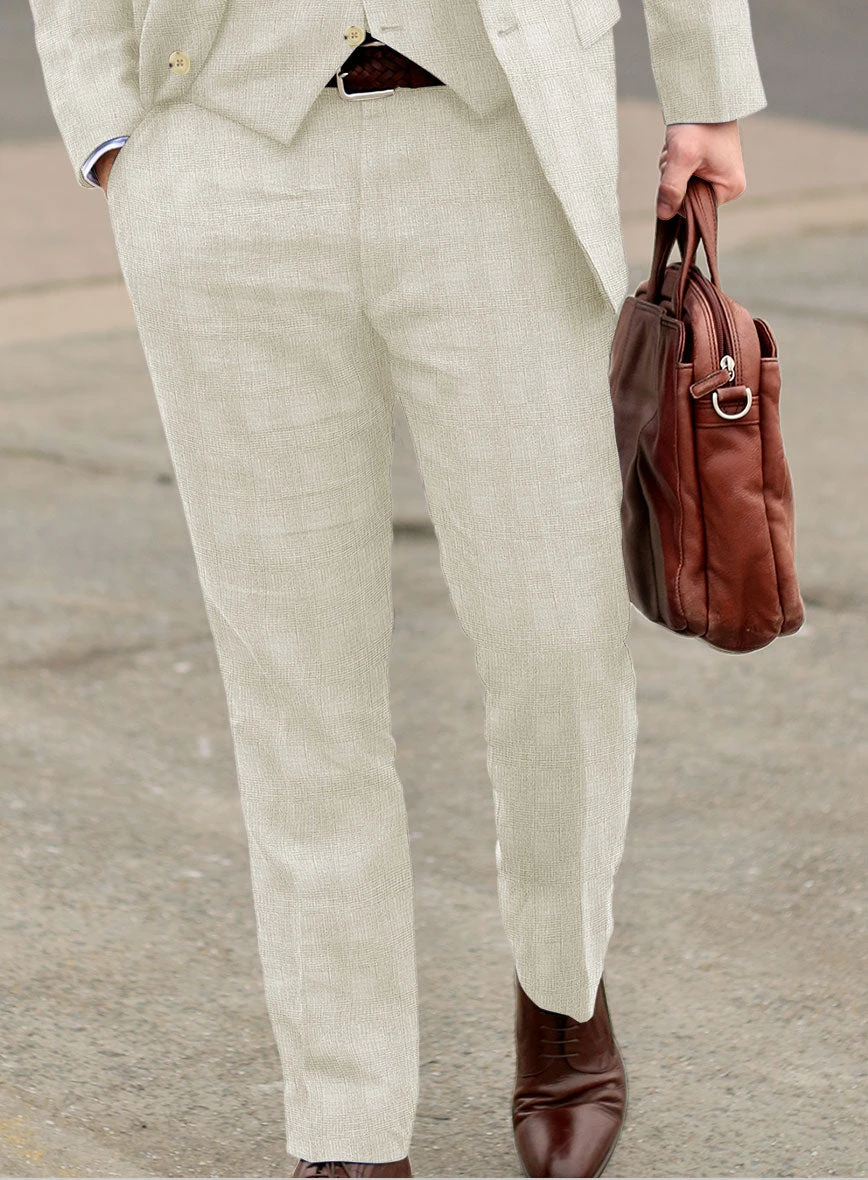 Italian Prato Beige Glen Linen Suit 4 Italian Prato Beige Glen Linen Suit - Image 4