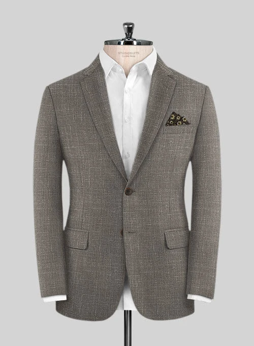 Italian Murano Mud Brown Wool Linen Jacket 1 Italian Murano Mud Brown Wool Linen Jacket