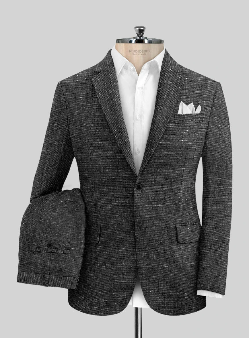 Italian Prato Black Chambray Linen Suit 1 Italian Prato Black Chambray Linen Suit
